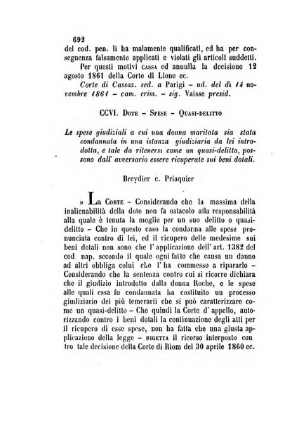 Giornale del Foro in cui si raccolgono le più importanti regiudicate dei supremi tribunali di Roma e dello Stato pontificio in materia civile