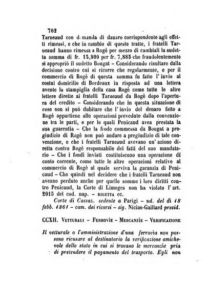 Giornale del Foro in cui si raccolgono le più importanti regiudicate dei supremi tribunali di Roma e dello Stato pontificio in materia civile