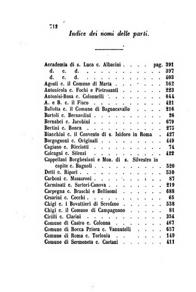 Giornale del Foro in cui si raccolgono le più importanti regiudicate dei supremi tribunali di Roma e dello Stato pontificio in materia civile