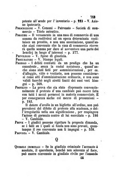 Giornale del Foro in cui si raccolgono le più importanti regiudicate dei supremi tribunali di Roma e dello Stato pontificio in materia civile