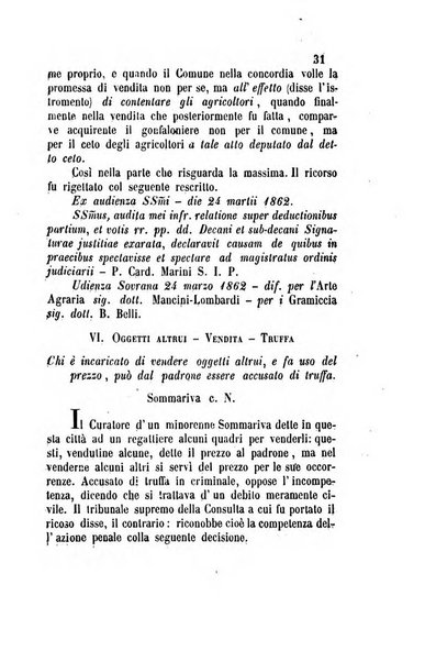 Giornale del Foro in cui si raccolgono le più importanti regiudicate dei supremi tribunali di Roma e dello Stato pontificio in materia civile