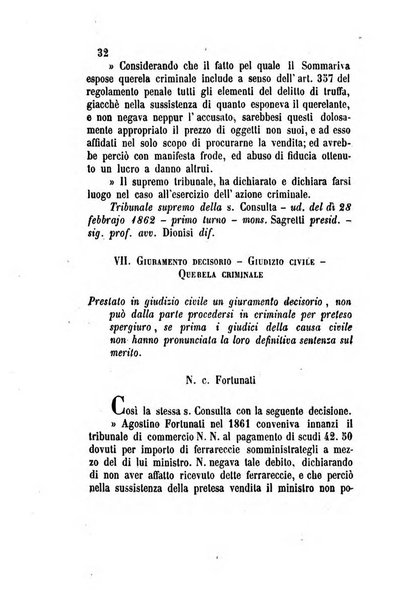 Giornale del Foro in cui si raccolgono le più importanti regiudicate dei supremi tribunali di Roma e dello Stato pontificio in materia civile