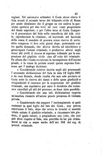 Giornale del Foro in cui si raccolgono le più importanti regiudicate dei supremi tribunali di Roma e dello Stato pontificio in materia civile