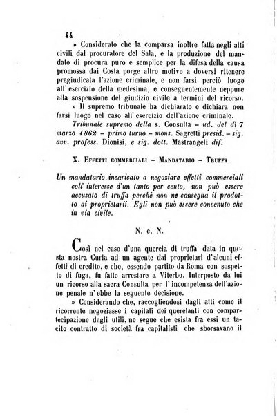 Giornale del Foro in cui si raccolgono le più importanti regiudicate dei supremi tribunali di Roma e dello Stato pontificio in materia civile