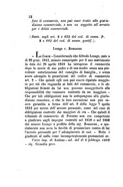 Giornale del Foro in cui si raccolgono le più importanti regiudicate dei supremi tribunali di Roma e dello Stato pontificio in materia civile