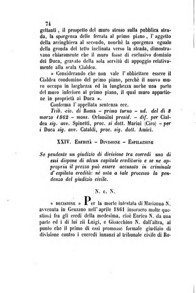 Giornale del Foro in cui si raccolgono le più importanti regiudicate dei supremi tribunali di Roma e dello Stato pontificio in materia civile