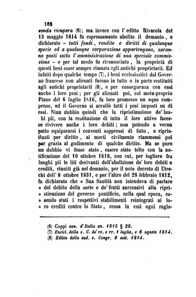 Giornale del Foro in cui si raccolgono le più importanti regiudicate dei supremi tribunali di Roma e dello Stato pontificio in materia civile