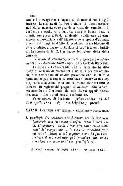 Giornale del Foro in cui si raccolgono le più importanti regiudicate dei supremi tribunali di Roma e dello Stato pontificio in materia civile