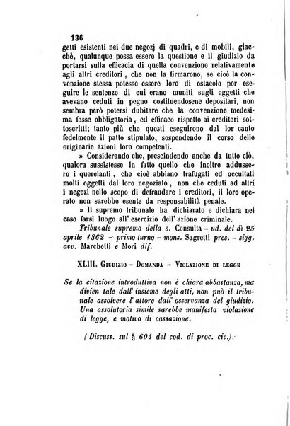 Giornale del Foro in cui si raccolgono le più importanti regiudicate dei supremi tribunali di Roma e dello Stato pontificio in materia civile