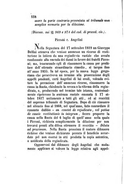 Giornale del Foro in cui si raccolgono le più importanti regiudicate dei supremi tribunali di Roma e dello Stato pontificio in materia civile