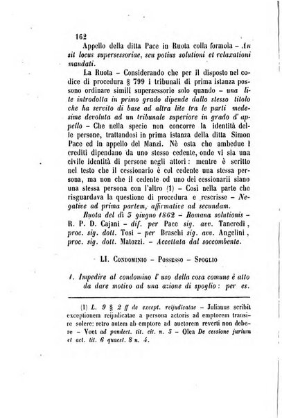 Giornale del Foro in cui si raccolgono le più importanti regiudicate dei supremi tribunali di Roma e dello Stato pontificio in materia civile