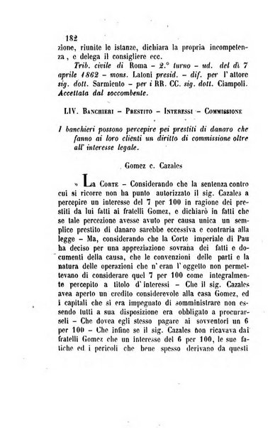 Giornale del Foro in cui si raccolgono le più importanti regiudicate dei supremi tribunali di Roma e dello Stato pontificio in materia civile