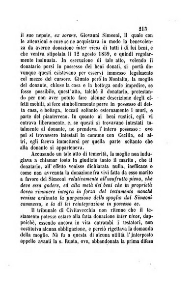 Giornale del Foro in cui si raccolgono le più importanti regiudicate dei supremi tribunali di Roma e dello Stato pontificio in materia civile