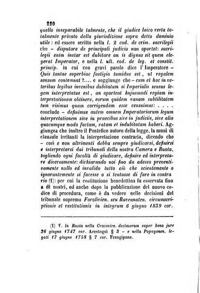 Giornale del Foro in cui si raccolgono le più importanti regiudicate dei supremi tribunali di Roma e dello Stato pontificio in materia civile