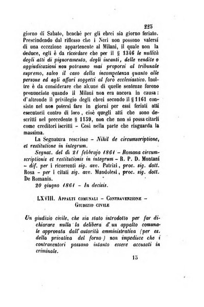 Giornale del Foro in cui si raccolgono le più importanti regiudicate dei supremi tribunali di Roma e dello Stato pontificio in materia civile