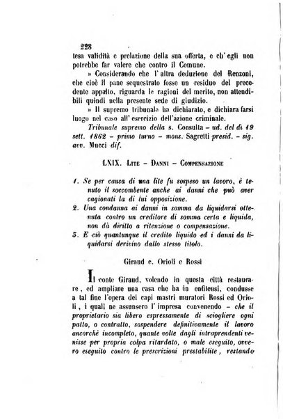 Giornale del Foro in cui si raccolgono le più importanti regiudicate dei supremi tribunali di Roma e dello Stato pontificio in materia civile