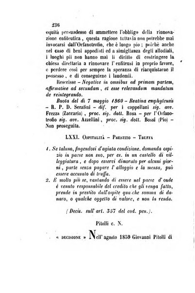 Giornale del Foro in cui si raccolgono le più importanti regiudicate dei supremi tribunali di Roma e dello Stato pontificio in materia civile