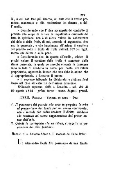 Giornale del Foro in cui si raccolgono le più importanti regiudicate dei supremi tribunali di Roma e dello Stato pontificio in materia civile