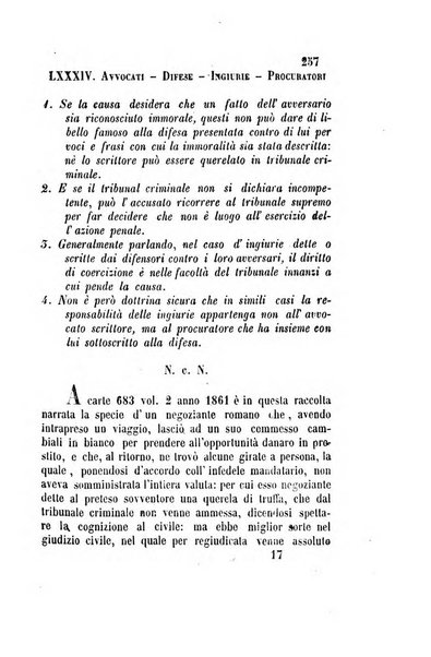 Giornale del Foro in cui si raccolgono le più importanti regiudicate dei supremi tribunali di Roma e dello Stato pontificio in materia civile