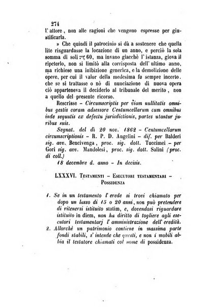 Giornale del Foro in cui si raccolgono le più importanti regiudicate dei supremi tribunali di Roma e dello Stato pontificio in materia civile