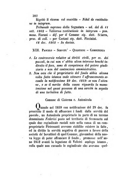 Giornale del Foro in cui si raccolgono le più importanti regiudicate dei supremi tribunali di Roma e dello Stato pontificio in materia civile