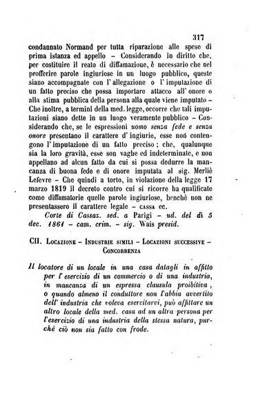 Giornale del Foro in cui si raccolgono le più importanti regiudicate dei supremi tribunali di Roma e dello Stato pontificio in materia civile