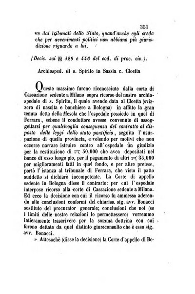 Giornale del Foro in cui si raccolgono le più importanti regiudicate dei supremi tribunali di Roma e dello Stato pontificio in materia civile