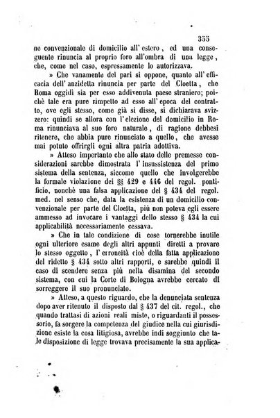 Giornale del Foro in cui si raccolgono le più importanti regiudicate dei supremi tribunali di Roma e dello Stato pontificio in materia civile