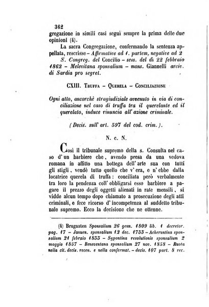 Giornale del Foro in cui si raccolgono le più importanti regiudicate dei supremi tribunali di Roma e dello Stato pontificio in materia civile