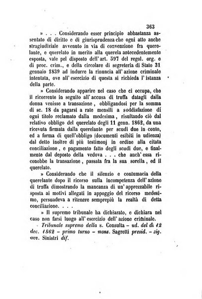 Giornale del Foro in cui si raccolgono le più importanti regiudicate dei supremi tribunali di Roma e dello Stato pontificio in materia civile