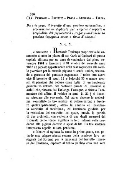 Giornale del Foro in cui si raccolgono le più importanti regiudicate dei supremi tribunali di Roma e dello Stato pontificio in materia civile