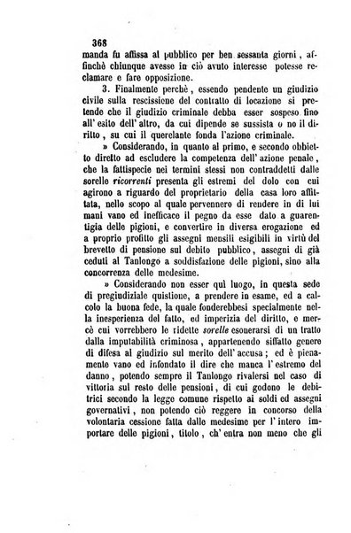 Giornale del Foro in cui si raccolgono le più importanti regiudicate dei supremi tribunali di Roma e dello Stato pontificio in materia civile