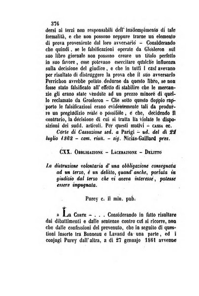 Giornale del Foro in cui si raccolgono le più importanti regiudicate dei supremi tribunali di Roma e dello Stato pontificio in materia civile