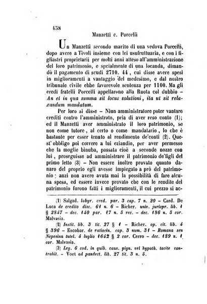 Giornale del Foro in cui si raccolgono le più importanti regiudicate dei supremi tribunali di Roma e dello Stato pontificio in materia civile