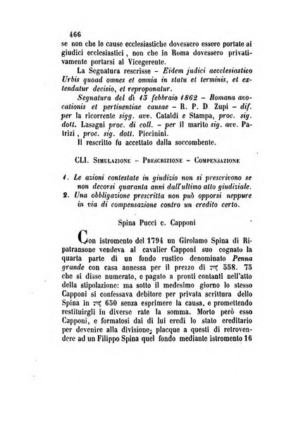 Giornale del Foro in cui si raccolgono le più importanti regiudicate dei supremi tribunali di Roma e dello Stato pontificio in materia civile