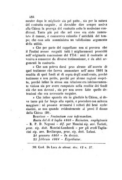 Giornale del Foro in cui si raccolgono le più importanti regiudicate dei supremi tribunali di Roma e dello Stato pontificio in materia civile