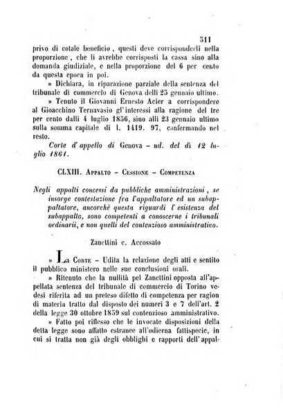 Giornale del Foro in cui si raccolgono le più importanti regiudicate dei supremi tribunali di Roma e dello Stato pontificio in materia civile