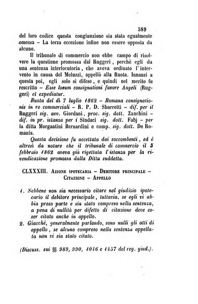 Giornale del Foro in cui si raccolgono le più importanti regiudicate dei supremi tribunali di Roma e dello Stato pontificio in materia civile