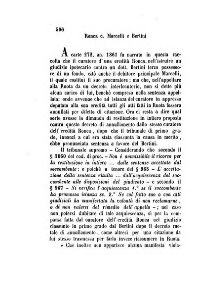 Giornale del Foro in cui si raccolgono le più importanti regiudicate dei supremi tribunali di Roma e dello Stato pontificio in materia civile