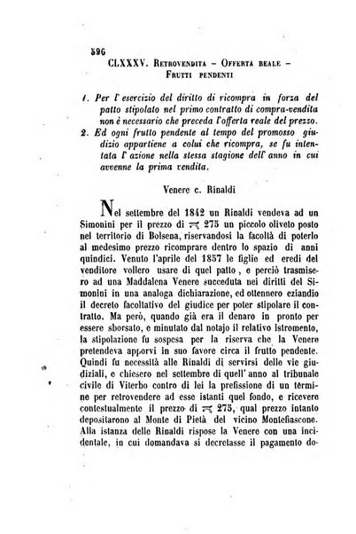 Giornale del Foro in cui si raccolgono le più importanti regiudicate dei supremi tribunali di Roma e dello Stato pontificio in materia civile