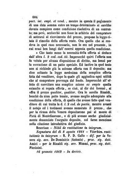 Giornale del Foro in cui si raccolgono le più importanti regiudicate dei supremi tribunali di Roma e dello Stato pontificio in materia civile