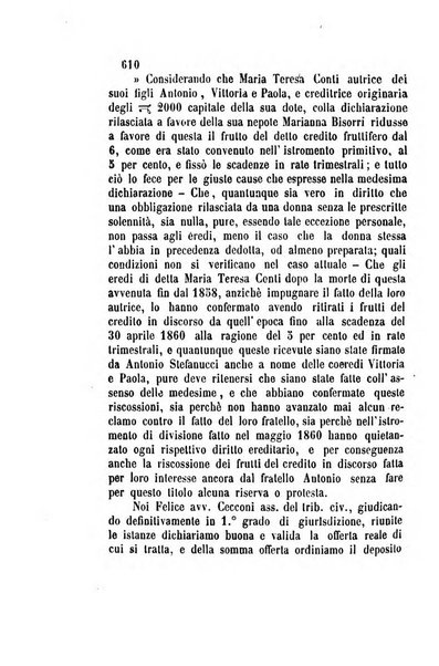 Giornale del Foro in cui si raccolgono le più importanti regiudicate dei supremi tribunali di Roma e dello Stato pontificio in materia civile