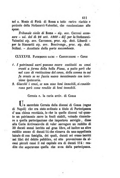 Giornale del Foro in cui si raccolgono le più importanti regiudicate dei supremi tribunali di Roma e dello Stato pontificio in materia civile