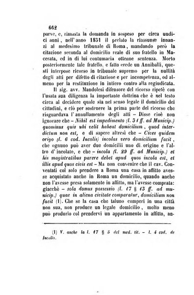 Giornale del Foro in cui si raccolgono le più importanti regiudicate dei supremi tribunali di Roma e dello Stato pontificio in materia civile