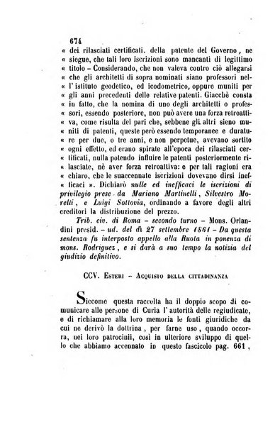 Giornale del Foro in cui si raccolgono le più importanti regiudicate dei supremi tribunali di Roma e dello Stato pontificio in materia civile