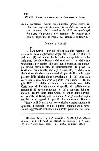 Giornale del Foro in cui si raccolgono le più importanti regiudicate dei supremi tribunali di Roma e dello Stato pontificio in materia civile