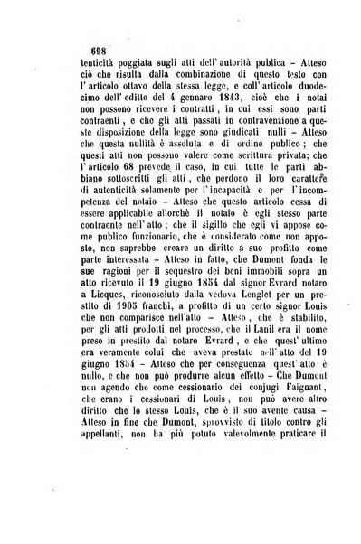 Giornale del Foro in cui si raccolgono le più importanti regiudicate dei supremi tribunali di Roma e dello Stato pontificio in materia civile