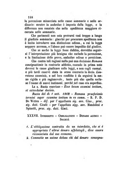 Giornale del Foro in cui si raccolgono le più importanti regiudicate dei supremi tribunali di Roma e dello Stato pontificio in materia civile