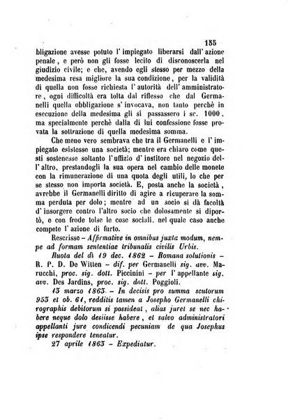 Giornale del Foro in cui si raccolgono le più importanti regiudicate dei supremi tribunali di Roma e dello Stato pontificio in materia civile