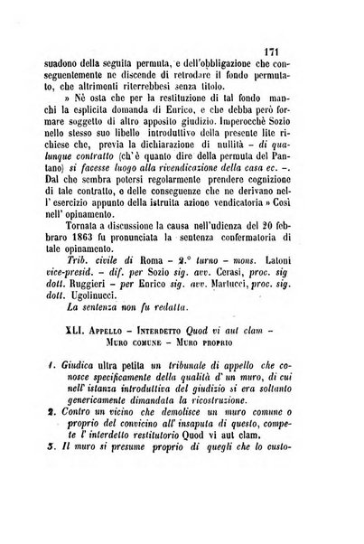 Giornale del Foro in cui si raccolgono le più importanti regiudicate dei supremi tribunali di Roma e dello Stato pontificio in materia civile